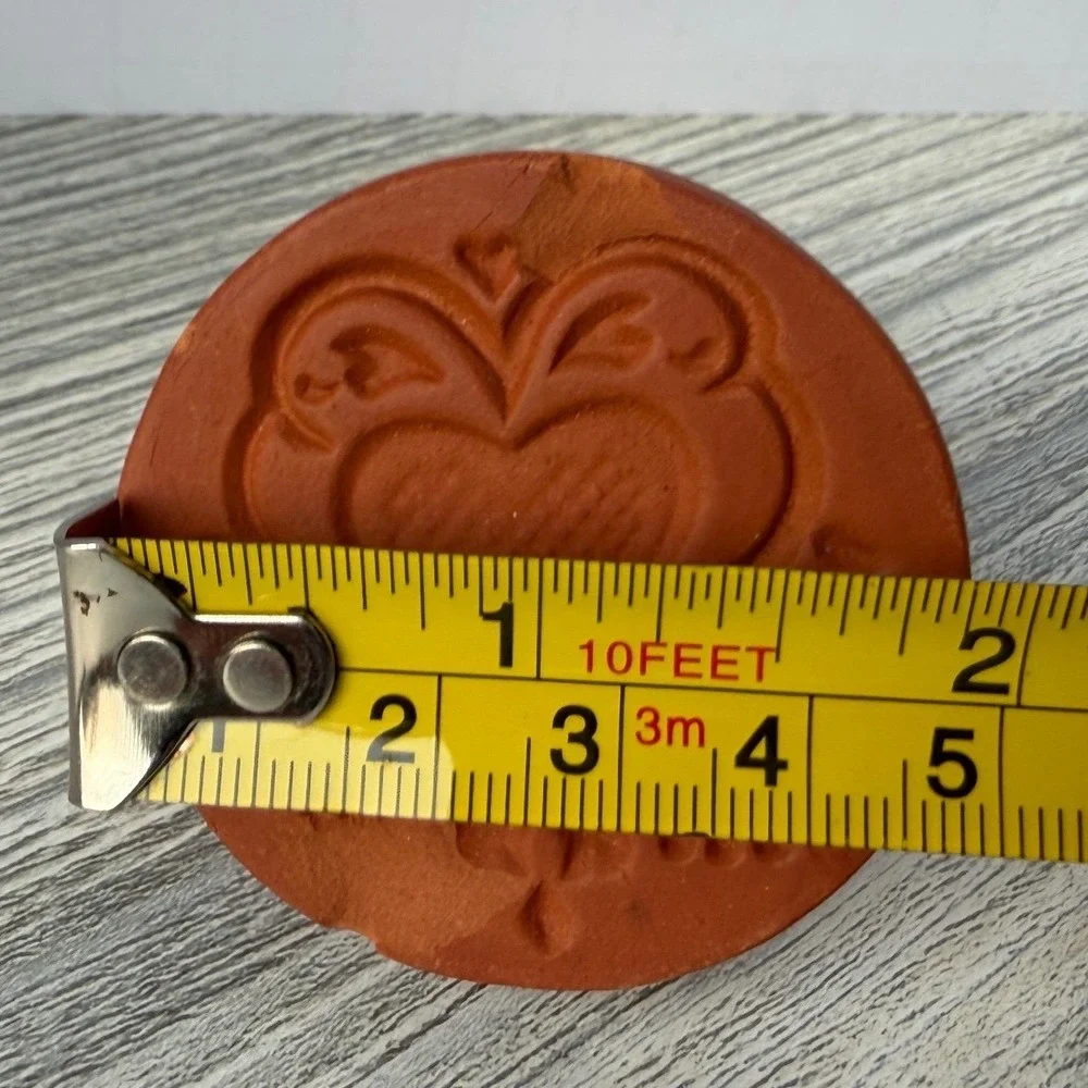 Foxcroft Vintage Terra Cotta Cookie Stamp Heart Design Scottish Shortbread Mold